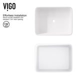 Jasmine MatteStone White Bathroom Sink/Basin Set with Olus Wall Mount Faucet and Rectangular Composite Vessel H6J2 - product image 6