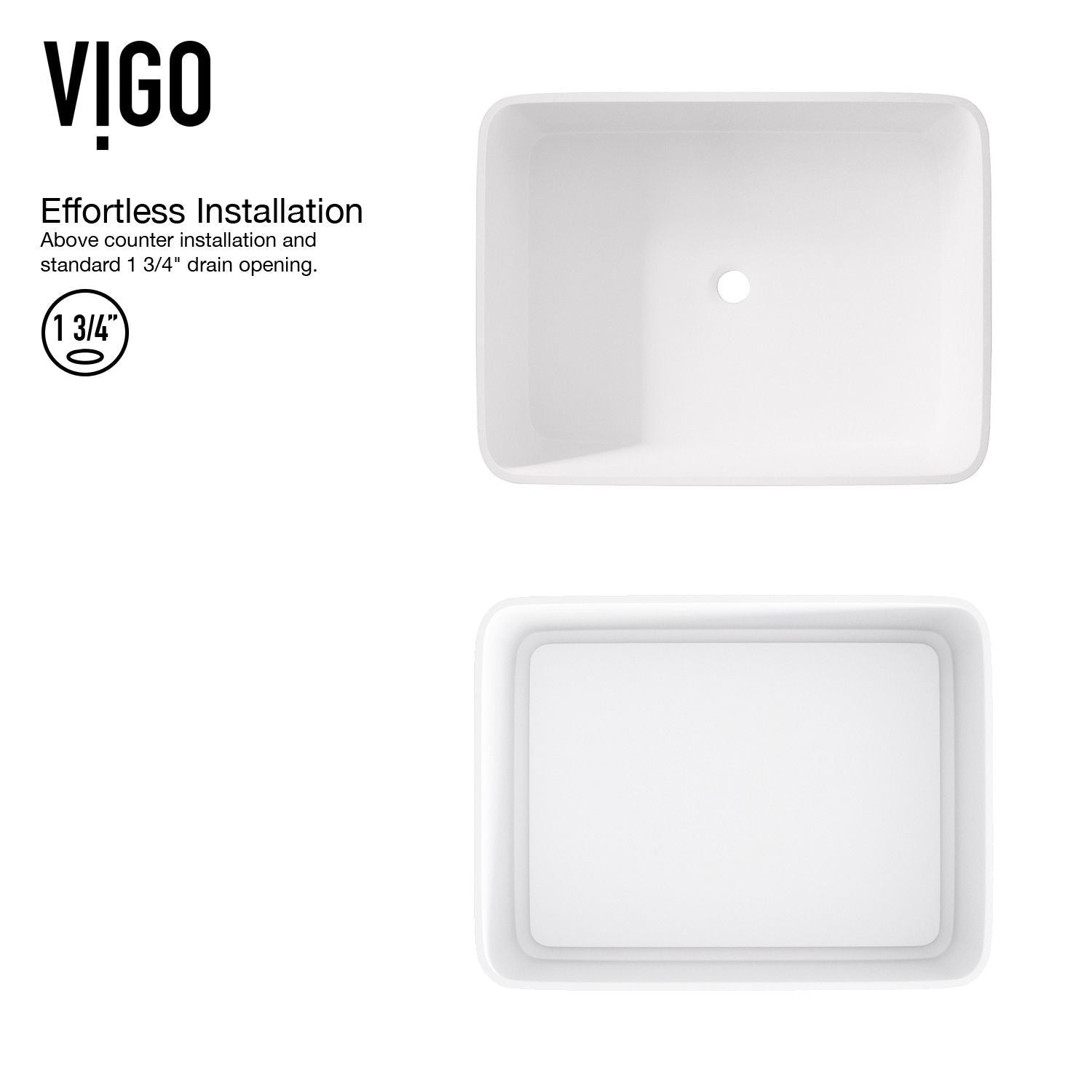 Jasmine MatteStone White Bathroom Sink/Basin Set with Olus Wall Mount Faucet and Rectangular Composite Vessel H6J2 - product image 6