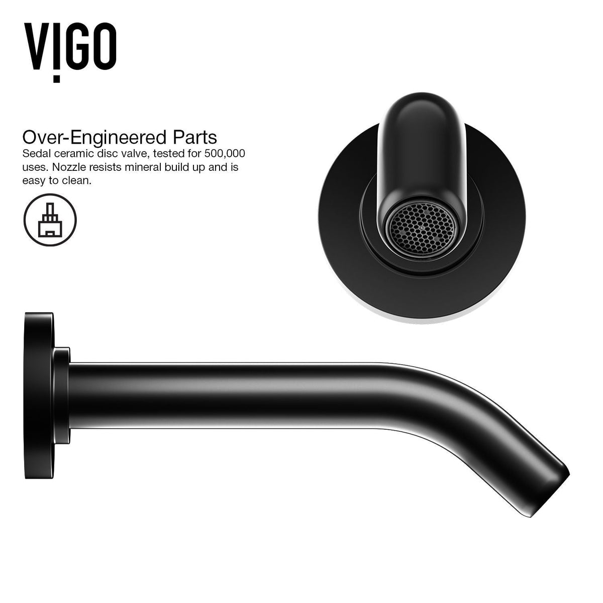 Jasmine MatteStone White Bathroom Sink/Basin Set with Olus Wall Mount Faucet and Rectangular Composite Vessel H6J2 - product image 7
