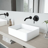 Jasmine MatteStone White Bathroom Sink/Basin Set with Olus Wall Mount Faucet and Rectangular Composite Vessel H6J2 - product image 8