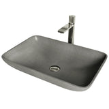 Lorca ConcretoStone Grey Bathroom Sink/Basin Set with Gotham Faucet and Rectangular Vessel S4D2 - product image 1