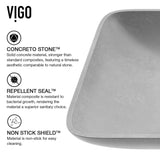 Lorca ConcretoStone Grey Bathroom Sink/Basin Set with Gotham Faucet and Rectangular Vessel S4D2 - product image 2