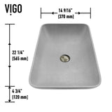 Lorca ConcretoStone Grey Bathroom Sink/Basin Set with Gotham Faucet and Rectangular Vessel S4D2 - product image 5