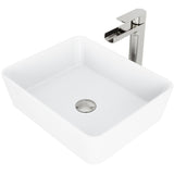 Marigold MatteStone Matte White Bathroom Sink/Basin Set with Amada Faucet and Rectangular Composite Vessel H7K4 - product image 1