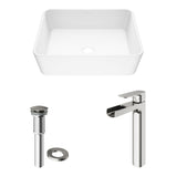 Marigold MatteStone Matte White Bathroom Sink/Basin Set with Amada Faucet and Rectangular Composite Vessel H7K4 - product image 2