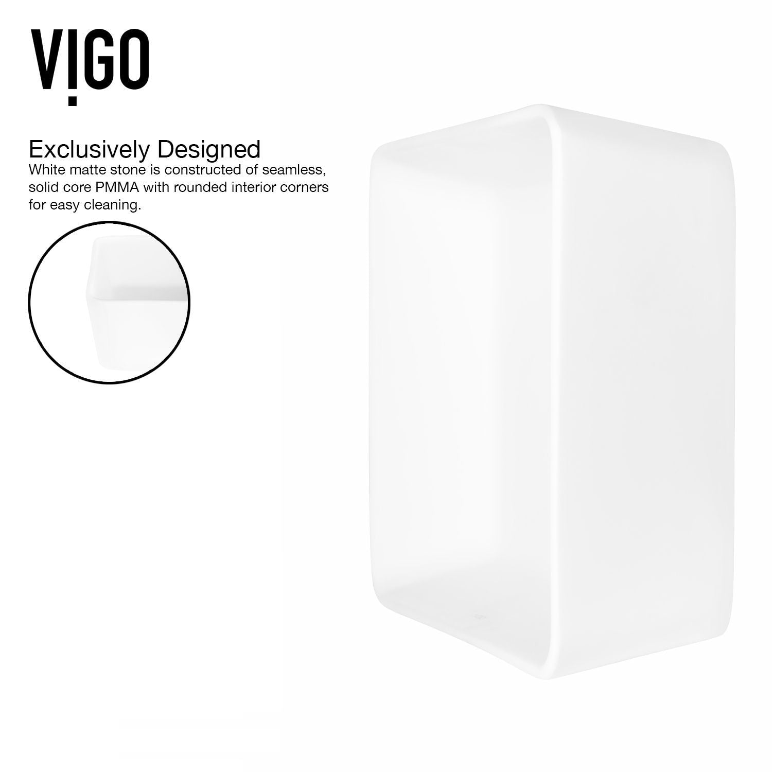 Marigold MatteStone Matte White Bathroom Sink/Basin Set with Apollo Faucet and Rectangular Composite Vessel B5T3 - product image 7