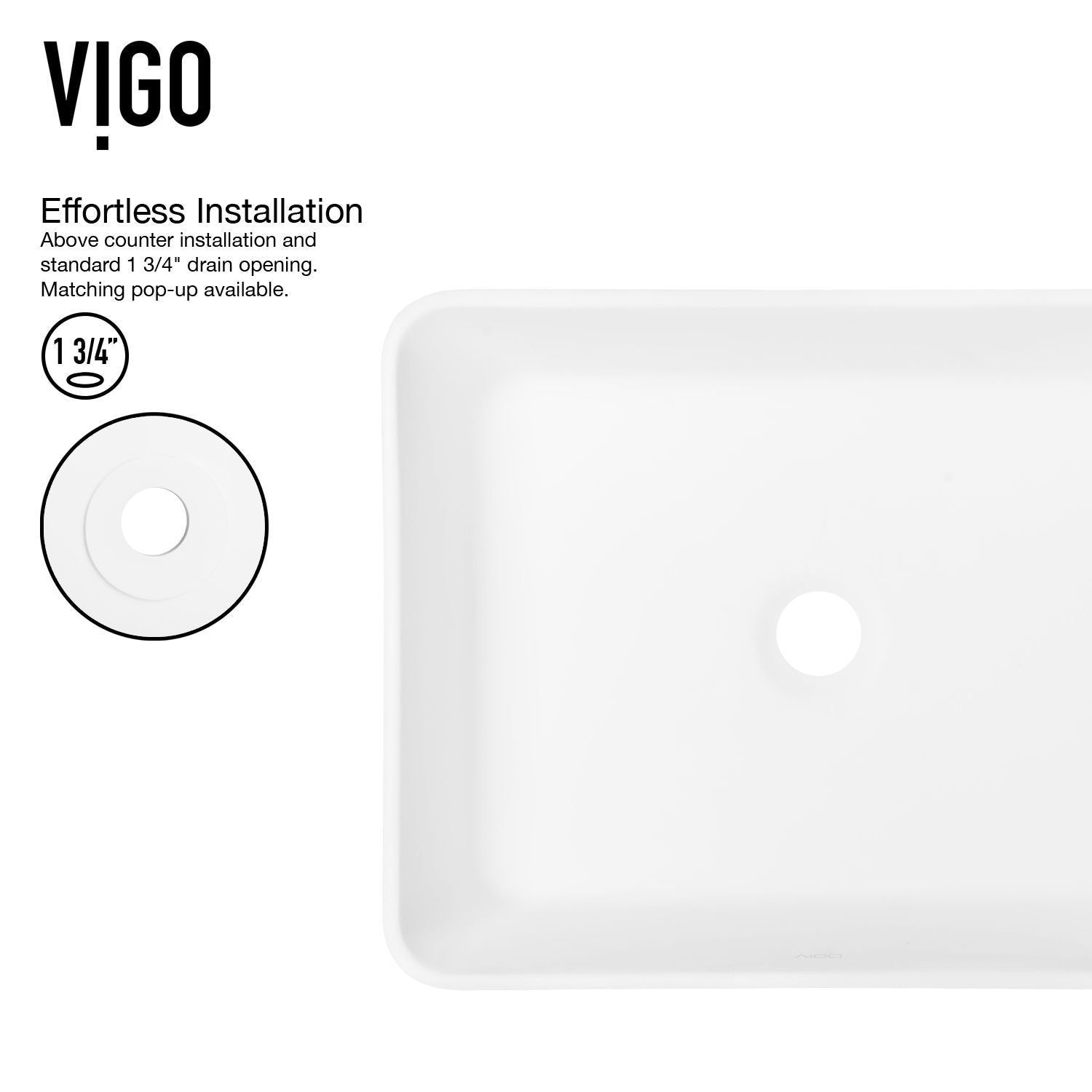 Marigold MatteStone Matte White Bathroom Sink/Basin Set with Apollo Faucet and Rectangular Composite Vessel B5T3 - product image 8