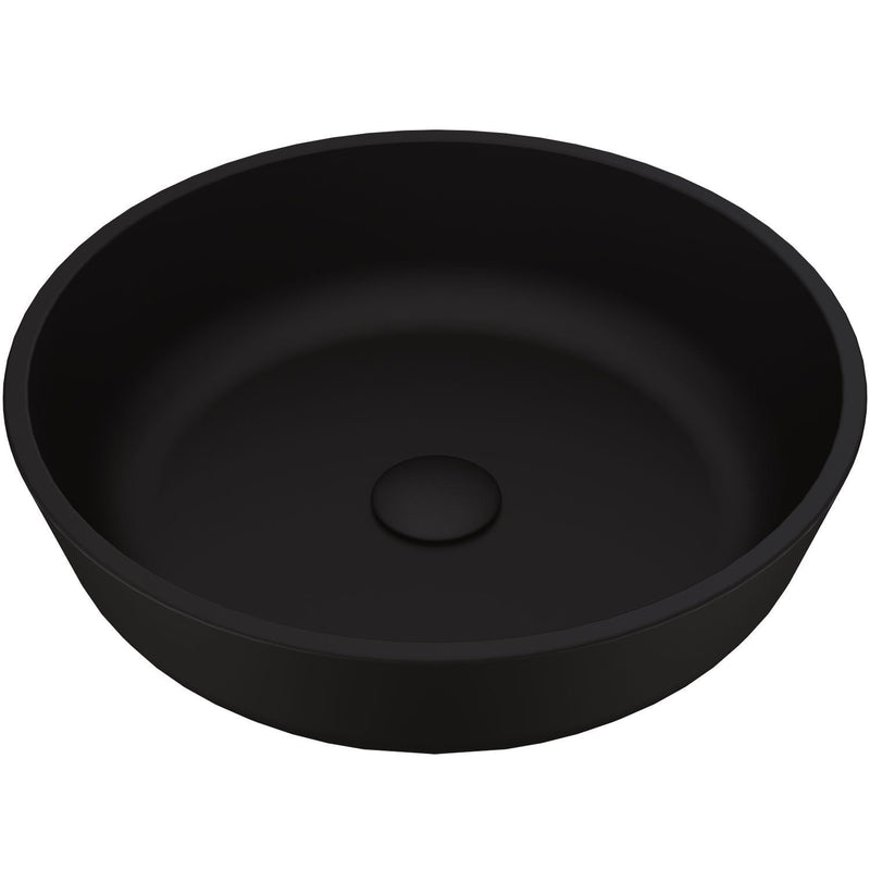 Modus Glass Round Vessel Bathroom Sink/Basin with Rounded Edges & Deep Bowl, Black Y7J1