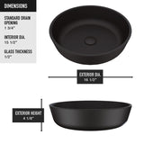 Modus Glass Round Vessel Bathroom Sink/Basin with Rounded Edges & Deep Bowl, Black B9D0 - product image 5