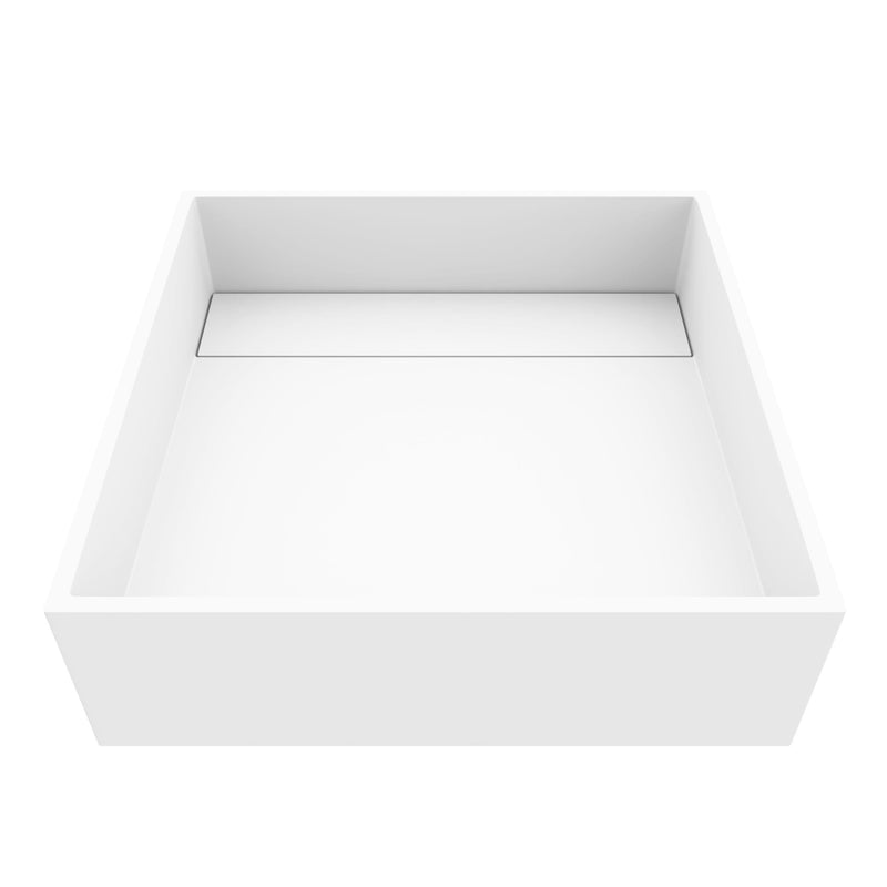 Montauk MatteStone 15x15-in Deep White Bathroom Sink/Basin with Rectangular Vessel D3V1
