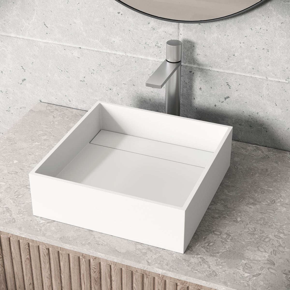 Montauk MatteStone 15x15-in Deep White Bathroom Sink/Basin with Rectangular Vessel D3V1 - product image 8