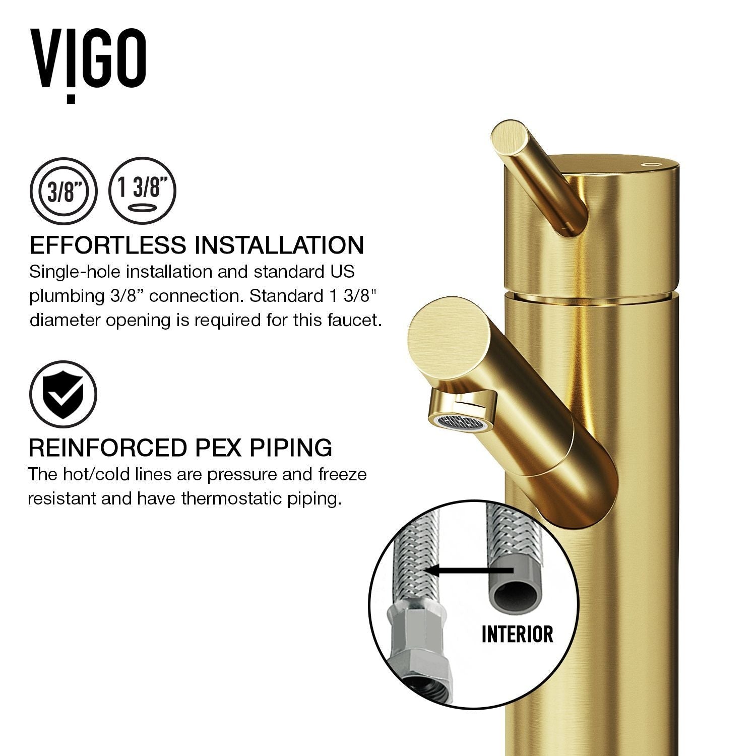 Noma Single Handle Single Hole Bathroom Sink Faucet, WaterSense Certified, Matte Gold E6L7 - product image 3