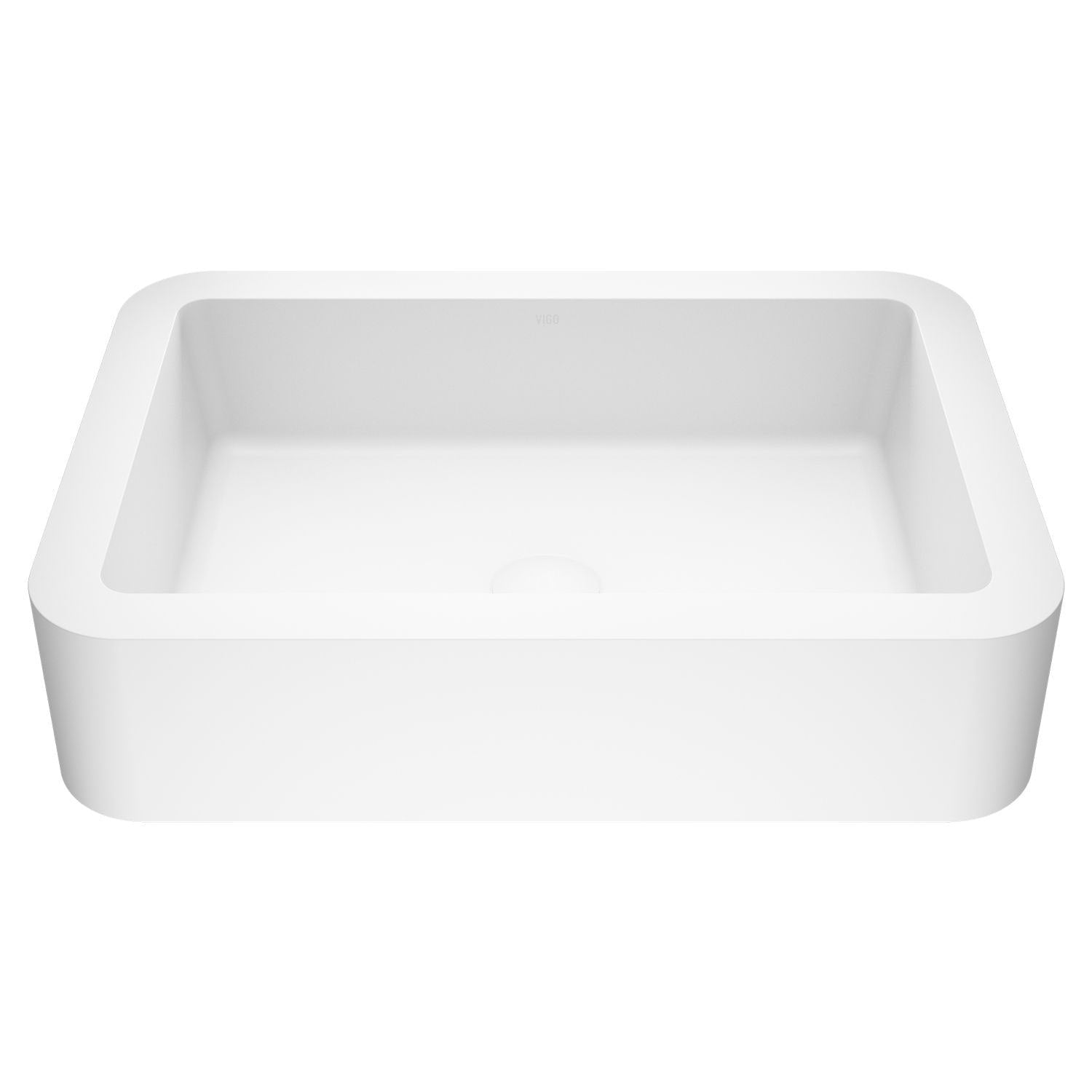 Petunia Matte Stone Rectangular Composite Vessel Bathroom Sink/Basin with Rounded Edges & Deep Bowl, White P6D3 - product image 1