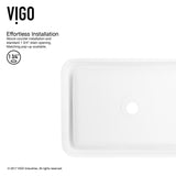 Petunia Matte Stone Rectangular Composite Vessel Bathroom Sink/Basin with Rounded Edges & Deep Bowl, White P6D3 - product image 5