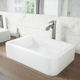 Petunia Matte Stone Rectangular Composite Vessel Bathroom Sink/Basin with Rounded Edges & Deep Bowl, White P6D3 - product image 6