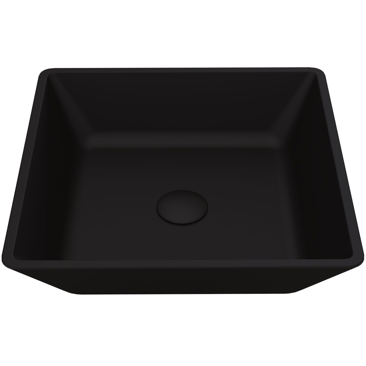 Roma Glass Square Vessel Bathroom Sink/Basin with Rounded Edges & Deep Bowl, Black M7V0 - product image 1