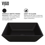 Roma Glass Square Vessel Bathroom Sink/Basin with Rounded Edges & Deep Bowl, Black M7V0 - product image 3