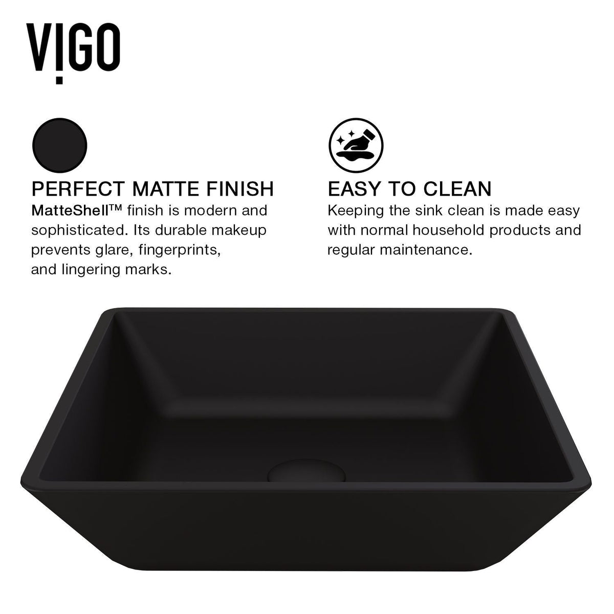 Roma Glass Square Vessel Bathroom Sink/Basin with Rounded Edges & Deep Bowl, Black M7V0 - product image 3
