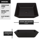 Roma Glass Square Vessel Bathroom Sink/Basin with Rounded Edges & Deep Bowl, Black M7V0 - product image 4