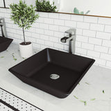 Roma Glass Square Vessel Bathroom Sink/Basin with Rounded Edges & Deep Bowl, Black M7V0 - product image 7