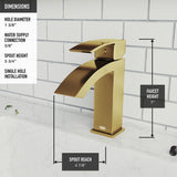 Satro Single Handle Single Hole Bathroom Sink Faucet, WaterSense Certified, Matte Gold D0F7 - product image 4