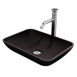 Sottile MatteShell Matte Black Bathroom Sink/Basin Set with Cass Faucet and Glass Rectangular Vessel K1A4 - product image 1