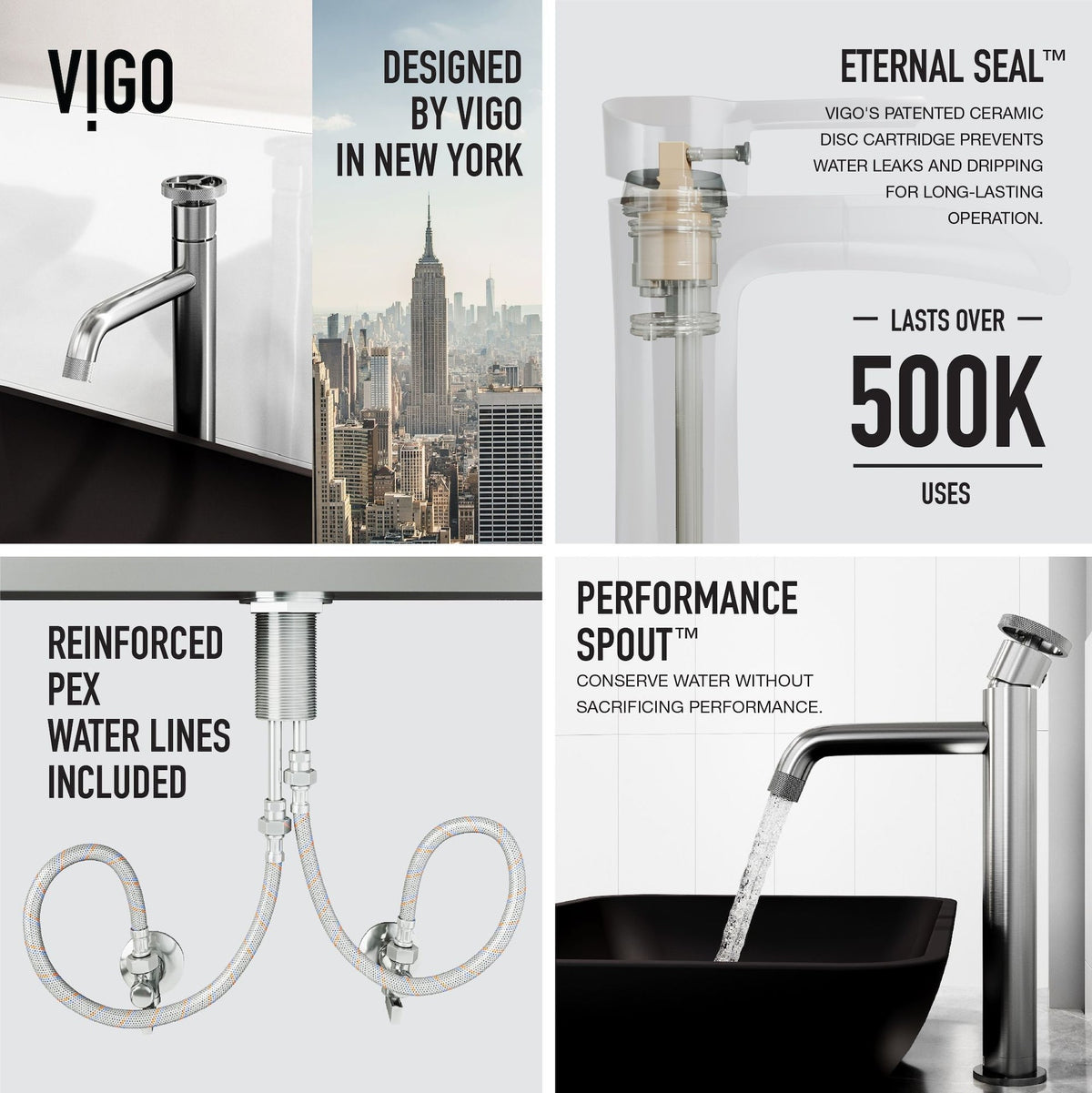 Sottile MatteShell Matte Black Bathroom Sink/Basin Set with Cass Faucet and Glass Rectangular Vessel K1A4 - product image 6