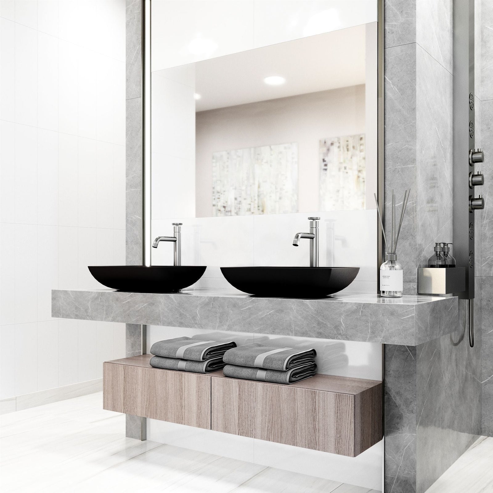 Sottile MatteShell Matte Black Bathroom Sink/Basin Set with Cass Faucet and Glass Rectangular Vessel K1A4 - product image 8