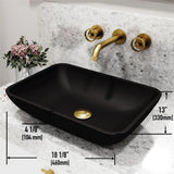 Sottile MatteShell Matte Black Bathroom Sink/Basin Set with Cass Wall Mount Faucet and Glass Rectangular Vessel P9H0 - product image 3