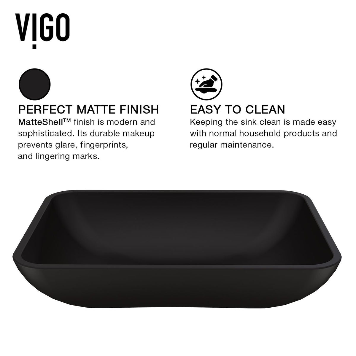 Sottile MatteShell Matte Black Bathroom Sink/Basin Set with Cass Wall Mount Faucet and Glass Rectangular Vessel P9H0 - product image 6