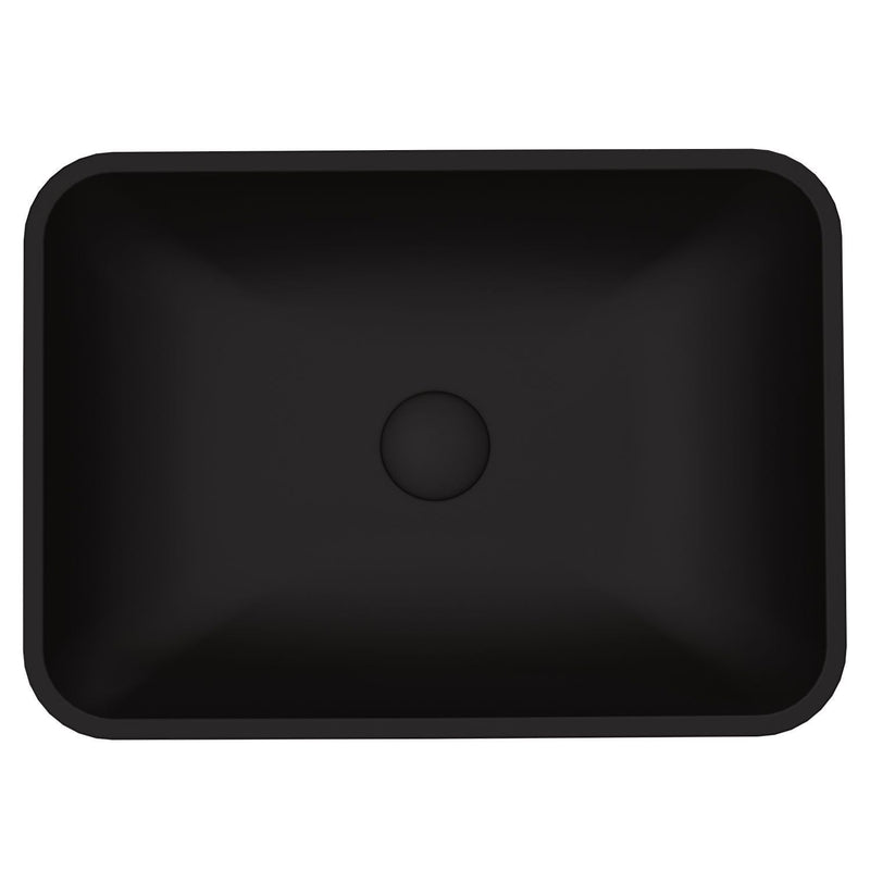 Sottile MatteShell Rectangular Vessel Bathroom Sink/Basin with Deep Bowl, Black K1K2