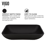 Sottile MatteShell Rectangular Vessel Bathroom Sink/Basin with Deep Bowl, Black K1K2 - product image 2