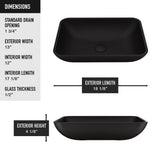Sottile MatteShell Rectangular Vessel Bathroom Sink/Basin with Deep Bowl, Black K1K2 - product image 3