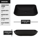 Sottile MatteShell Rectangular Vessel Bathroom Sink/Basin with Deep Bowl, Black K1K2 - product image 7