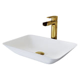 Sottile MatteShell White Bathroom Sink/Basin Set with Amada Faucet and Glass Rectangular Vessel A1R1 - product image 1
