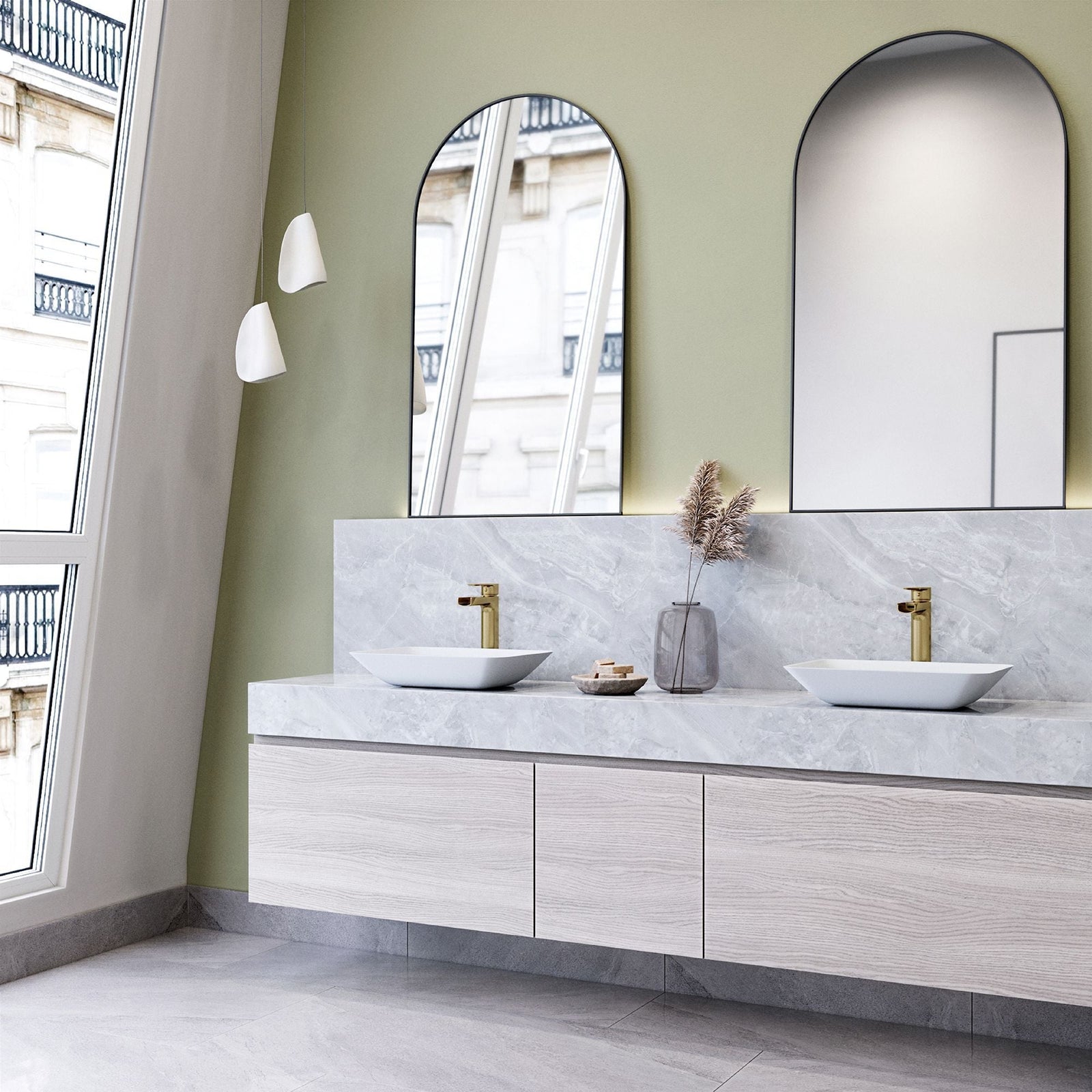 Sottile MatteShell White Bathroom Sink/Basin Set with Amada Faucet and Glass Rectangular Vessel A1R1 - product image 8
