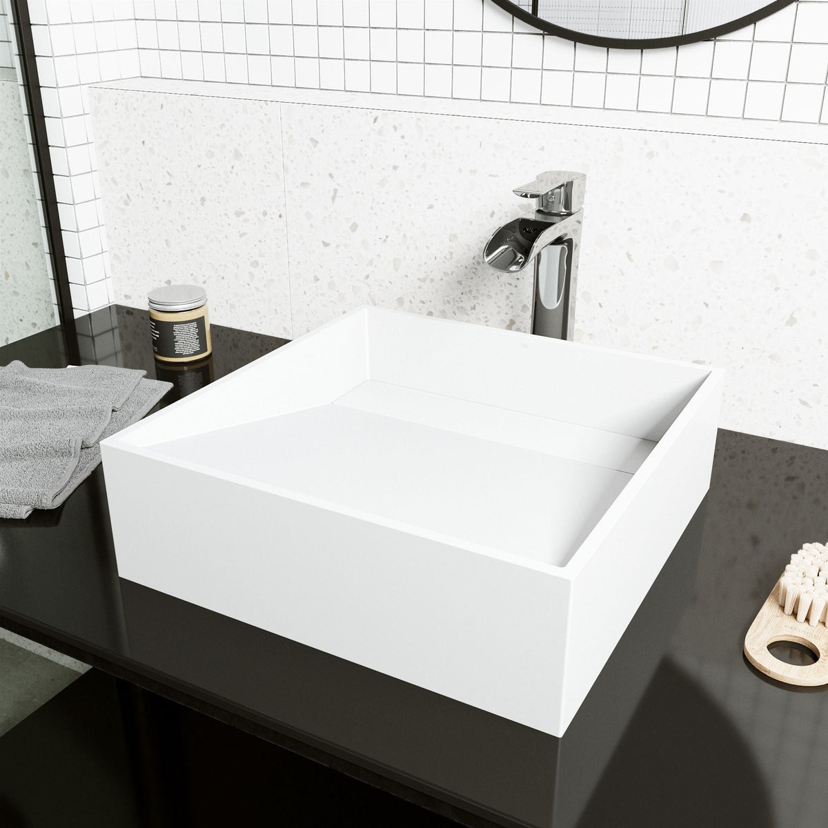 Starr Modern MatteStone 15x15-in Deep White Bathroom Sink/Basin with Square Vessel W8B7 - product image 7