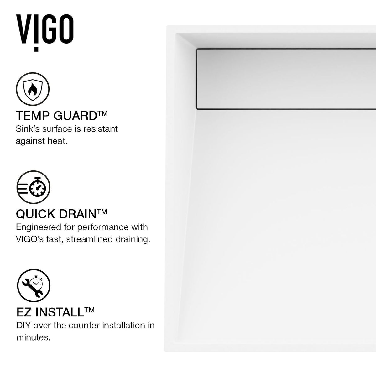 Starr Modern MatteStone 23x15-in Deep White Bathroom Sink/Basin with Rectangular Vessel G7T8 - product image 4