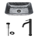 Titanium Glass Slate Grey Bathroom Sink/Basin Set with Lexington Faucet and Rectangular Vessel Z1Q8 - product image 2