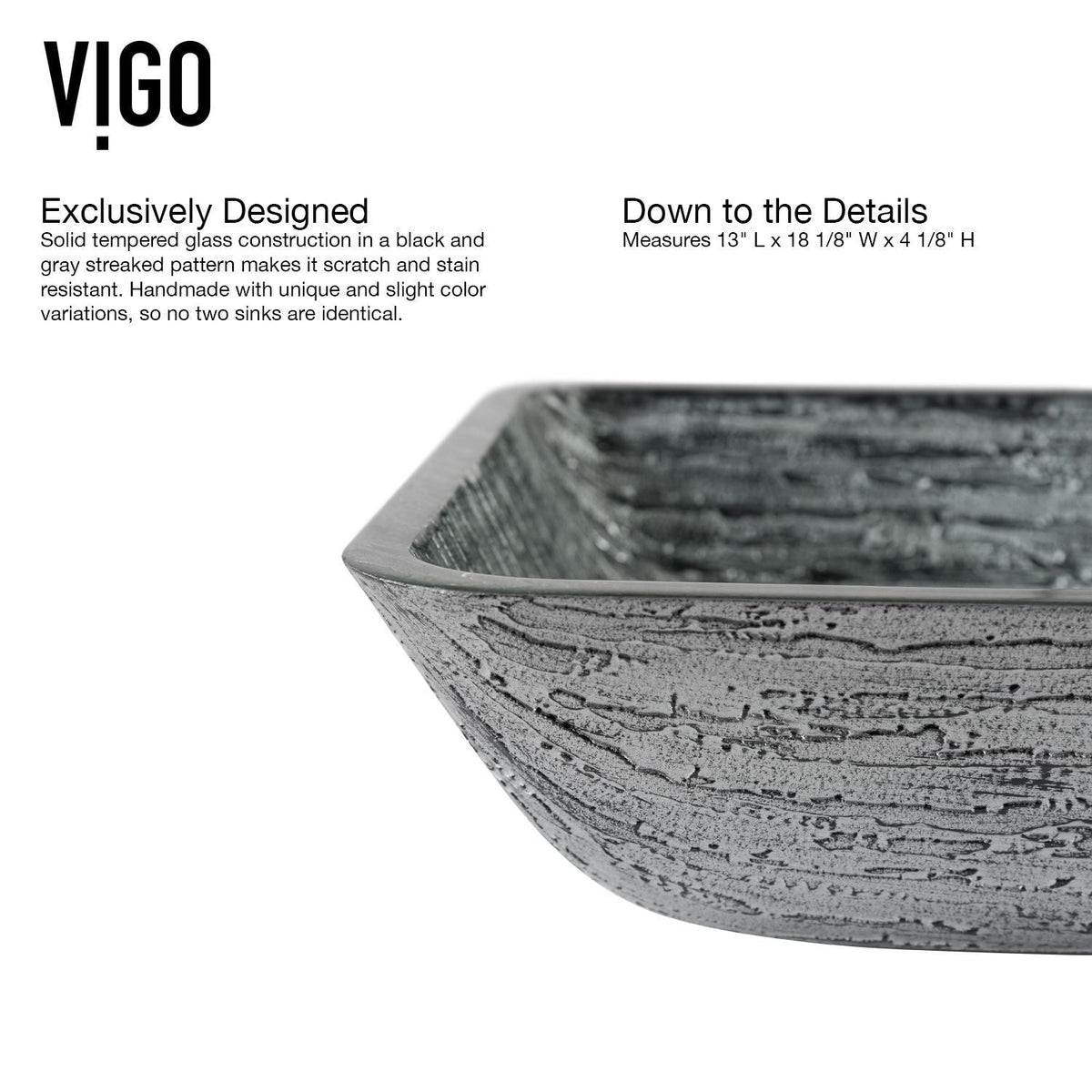 Titanium Glass Slate Grey Bathroom Sink/Basin Set with Lexington Faucet and Rectangular Vessel Z1Q8 - product image 8