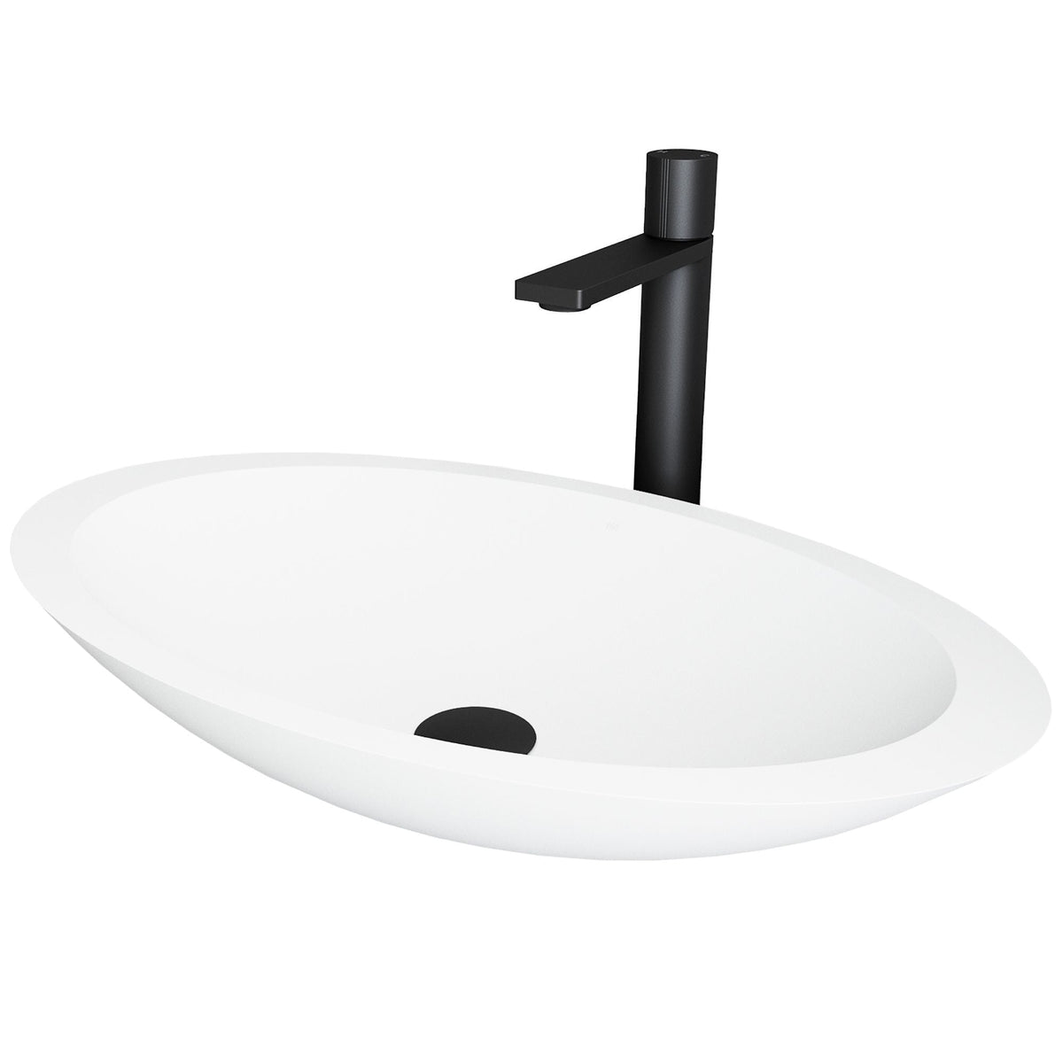 Wisteria MatteStone White Bathroom Sink/Basin Set with Gotham Faucet and Oval Composite Vessel X7S2 - product image 1