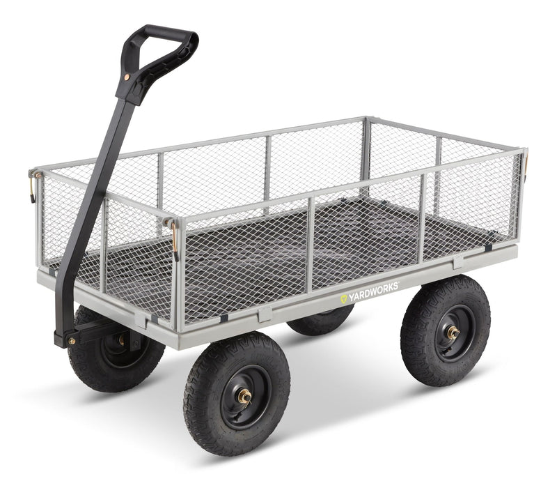 Steel Tray 4-Wheel Mesh Garden/Yard Cart with Removable Sides, 1200-lb A2E9