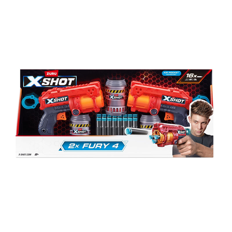 X-Shot Excel-Fury Foam Dart Blaster, Includes 16 Darts, 2-pk, Ages 8+ W6D2